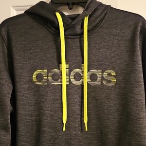 Adidas Youth XL Charcoal Hoodie with Yellow Highlights